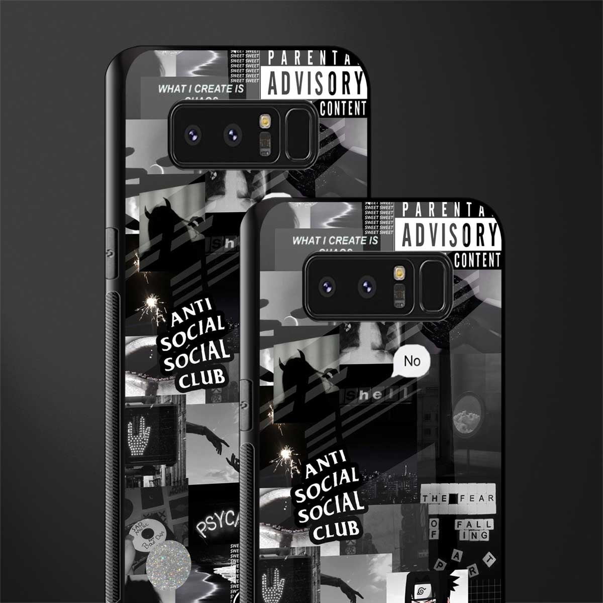 anti social social club dark edition glass case for samsung galaxy note 8 image-2