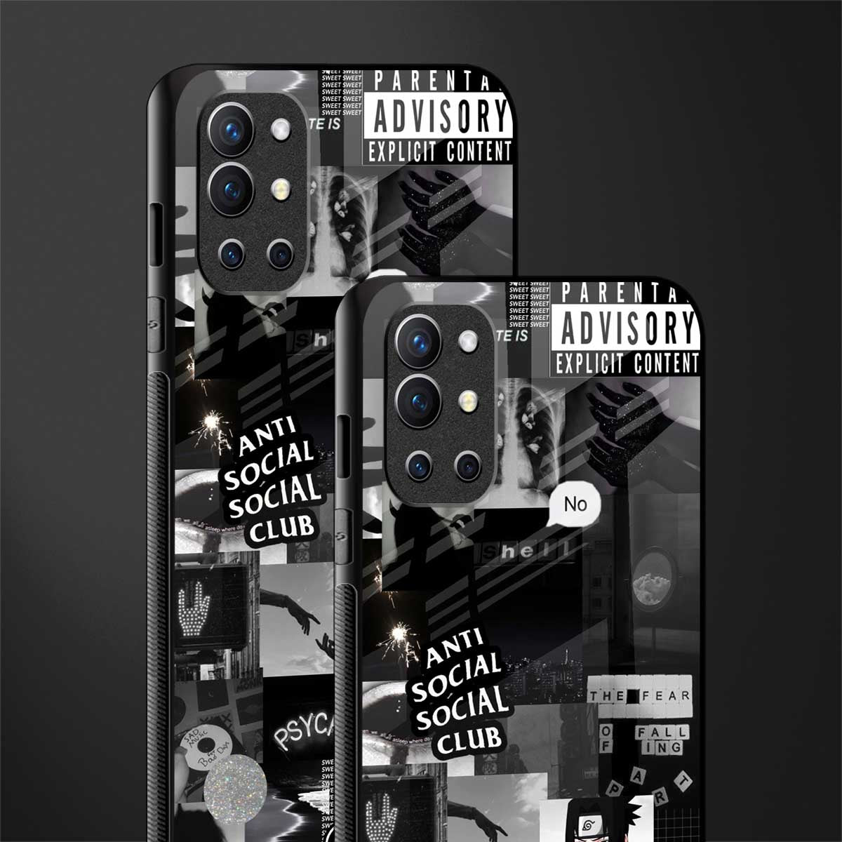 anti social social club dark edition glass case for oneplus 9r image-2