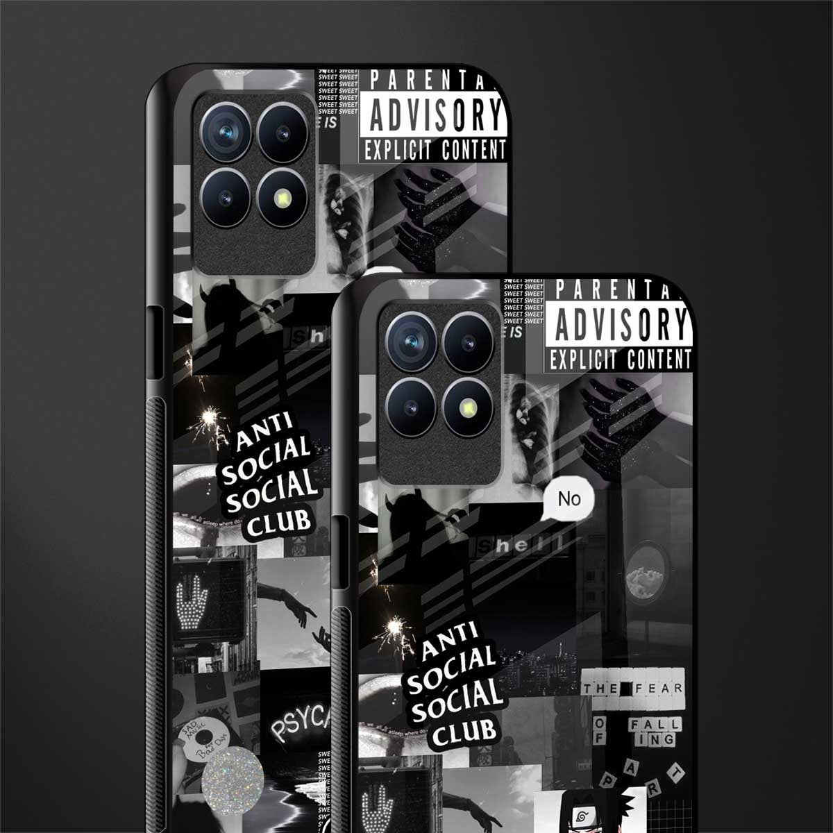 anti social social club dark edition glass case for realme narzo 50 image-2