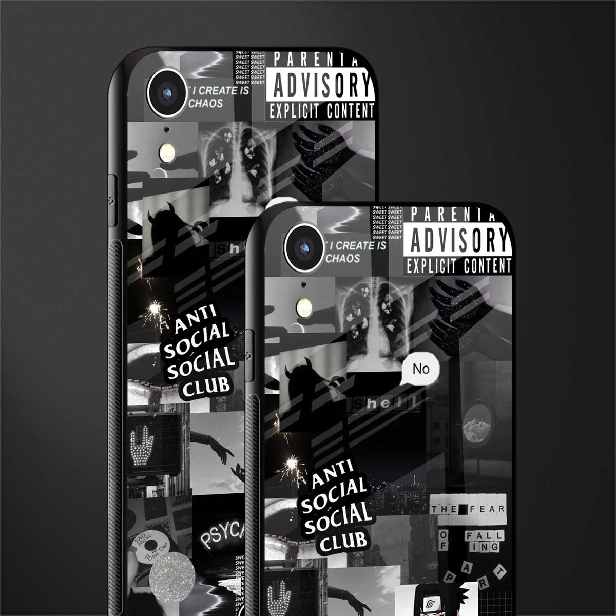 anti social social club dark edition glass case for iphone xr image-2