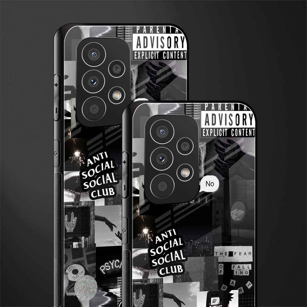 anti social social club dark edition back phone cover | glass case for samsung galaxy a23