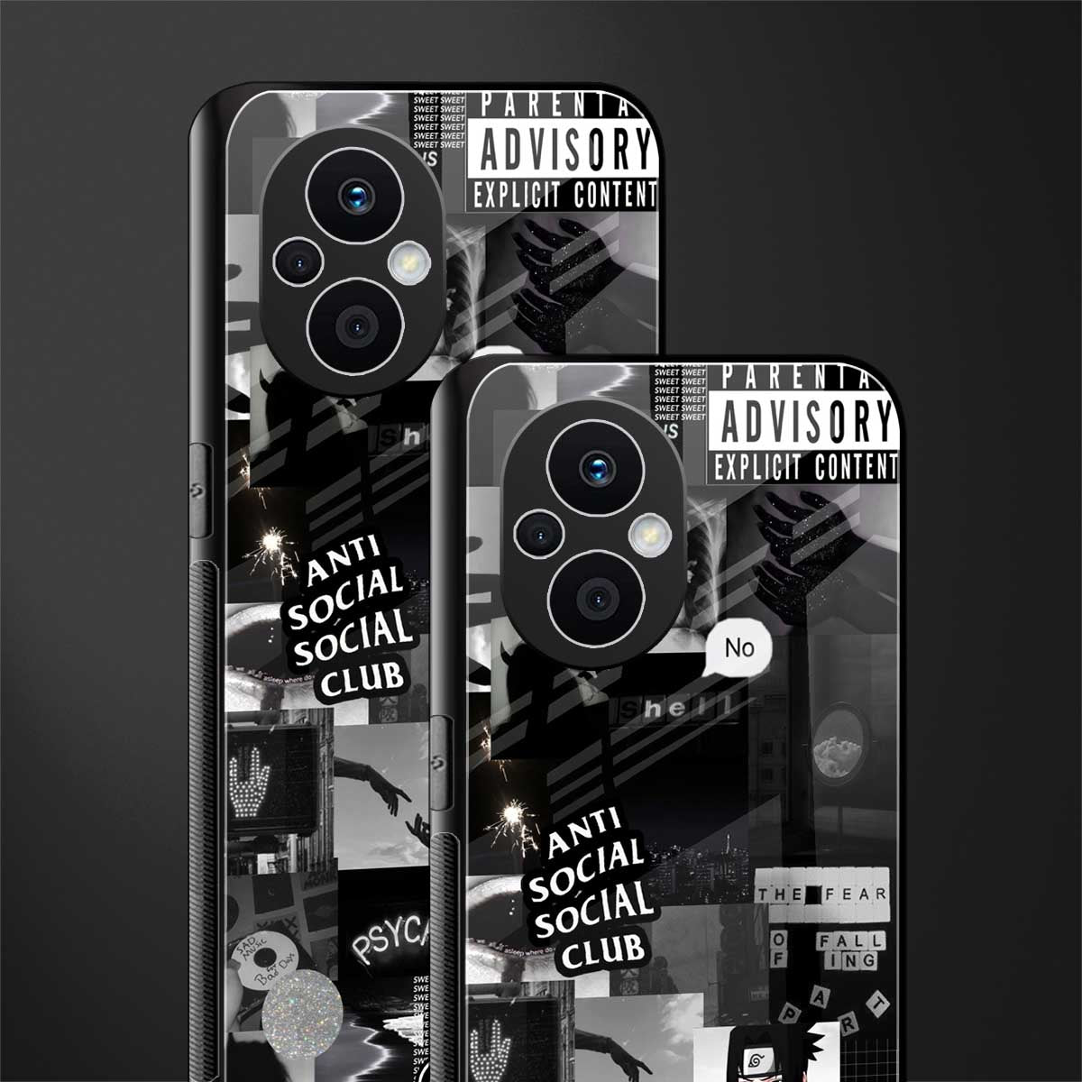 anti social social club dark edition back phone cover | glass case for oppo f21 pro 5g