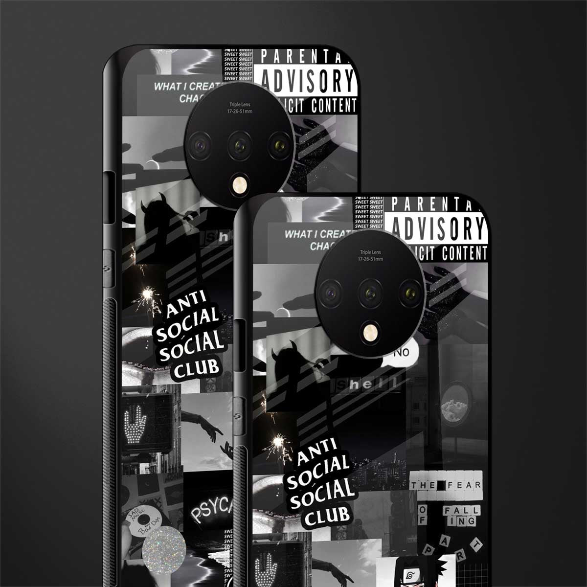 anti social social club dark edition glass case for oneplus 7t image-2