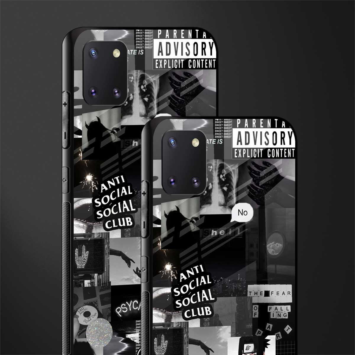 anti social social club dark edition glass case for samsung a81 image-2
