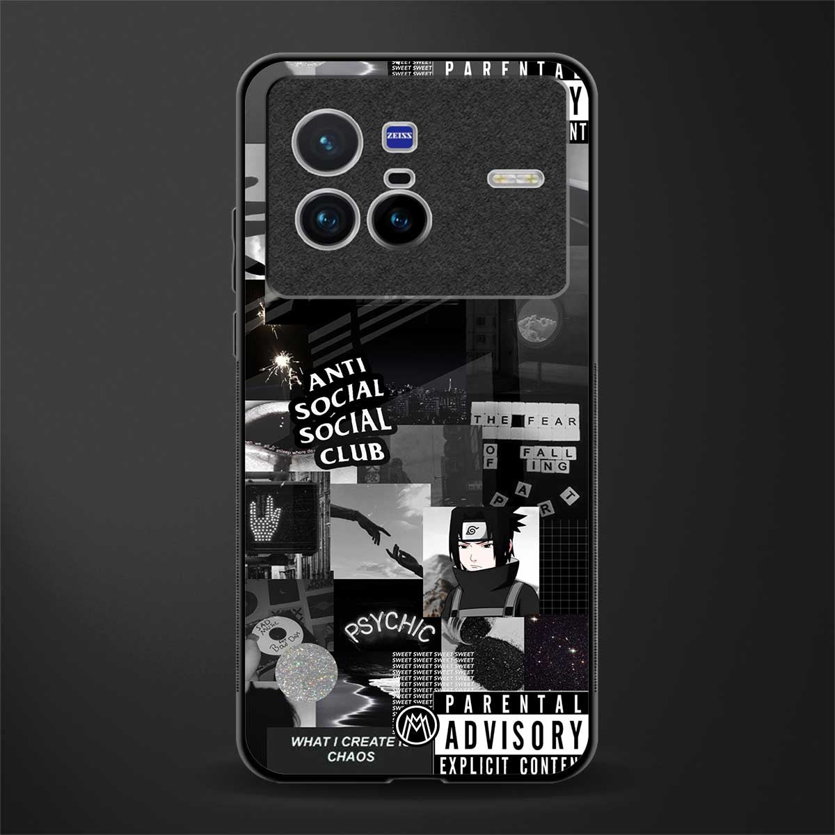 anti social social club dark edition glass case for vivo x80 image