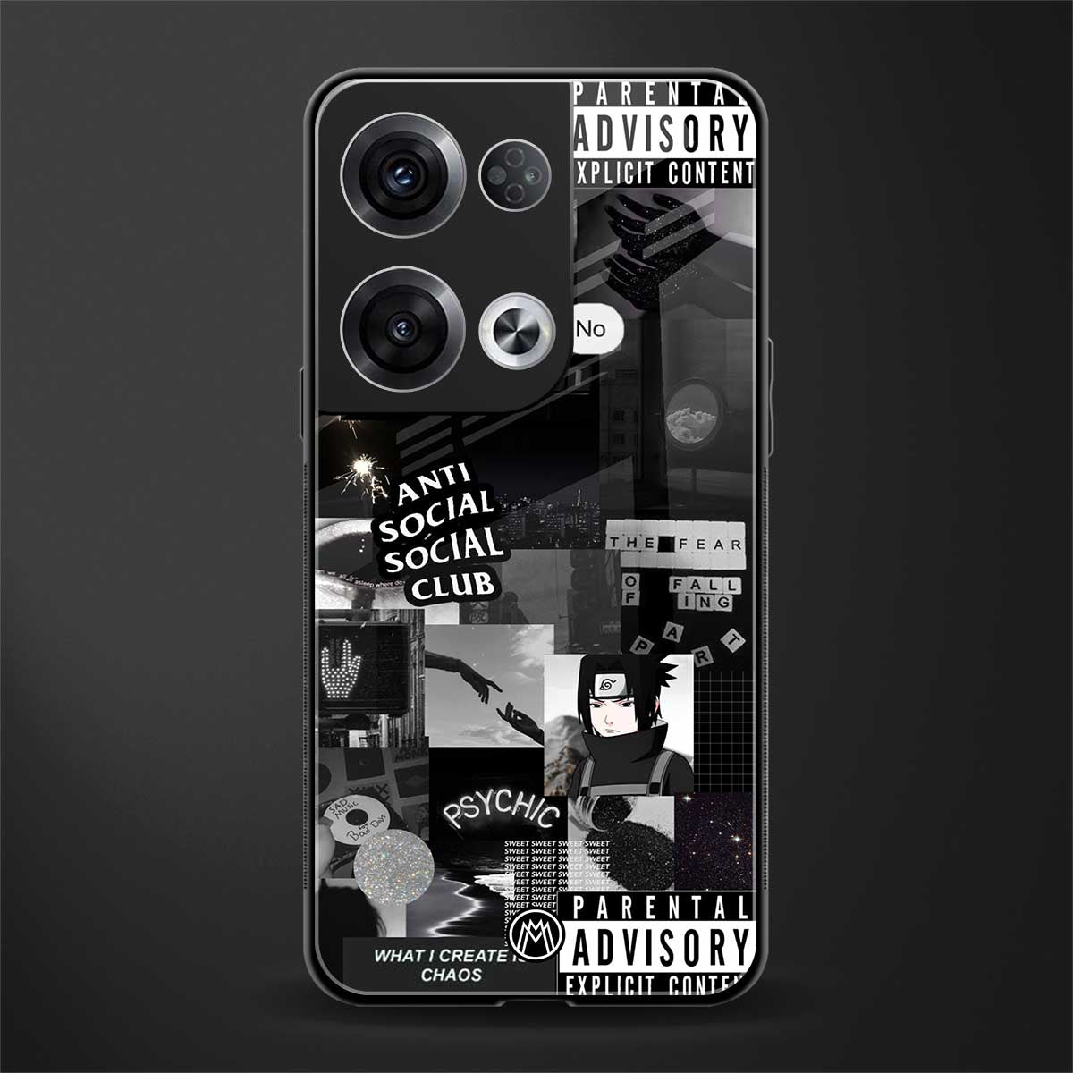 anti social social club dark edition back phone cover | glass case for oppo reno 8