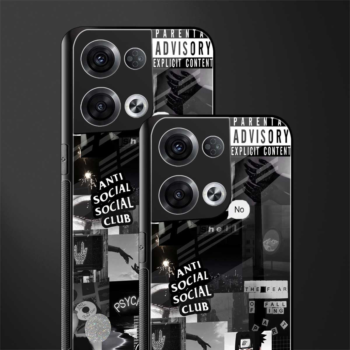 anti social social club dark edition back phone cover | glass case for oppo reno 8 pro