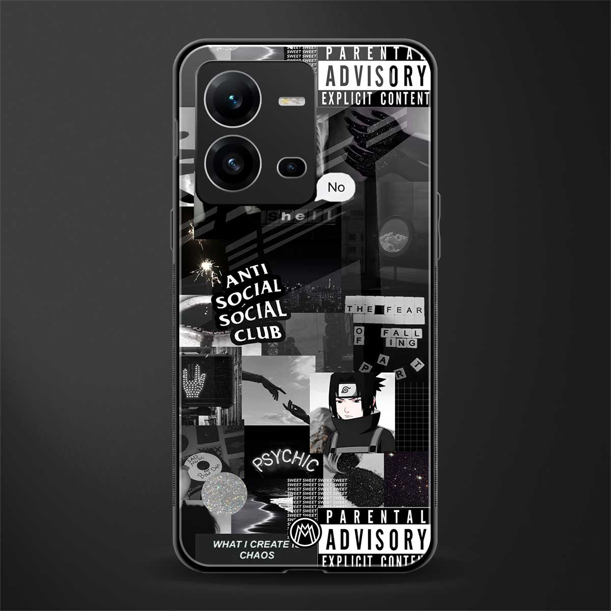 anti social social club dark edition back phone cover | glass case for vivo v25-5g
