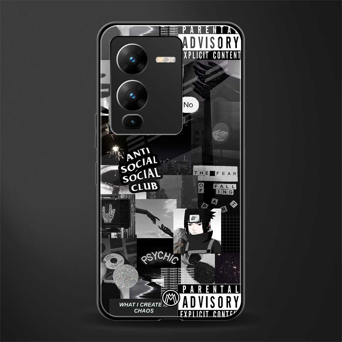 anti social social club dark edition back phone cover | glass case for vivo v25 pro 5g
