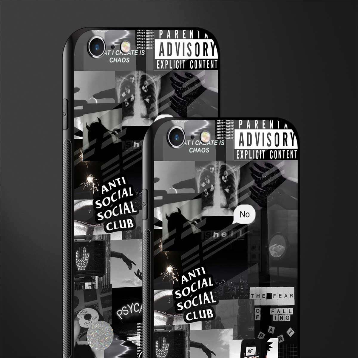 anti social social club dark edition glass case for iphone 6 image-2