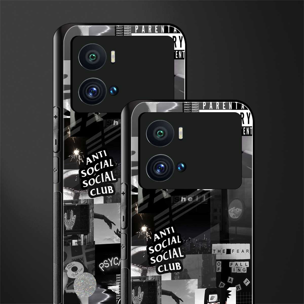 anti social social club dark edition back phone cover | glass case for iQOO 9 Pro
