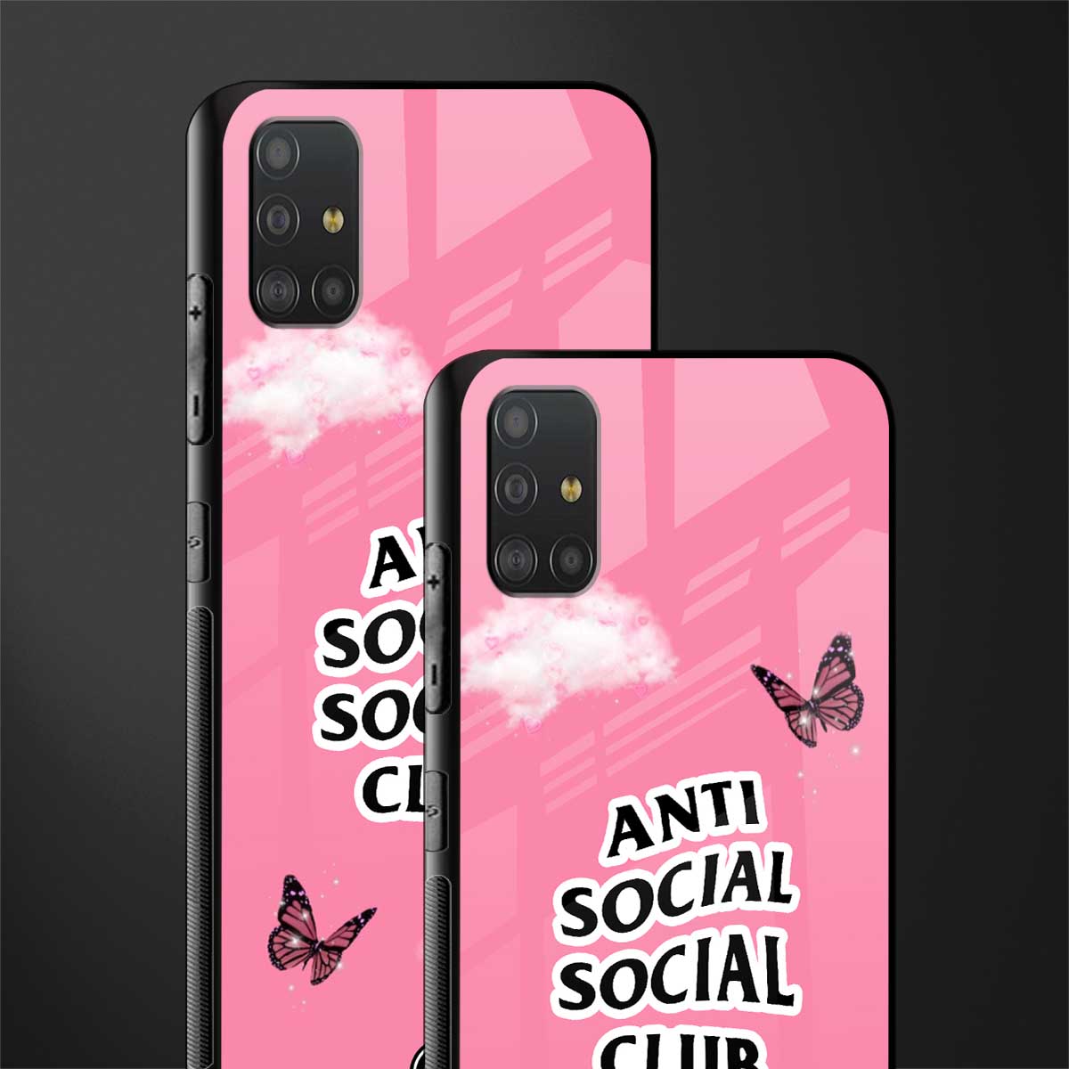 anti social social club pink edition glass case for samsung galaxy a51 image-2