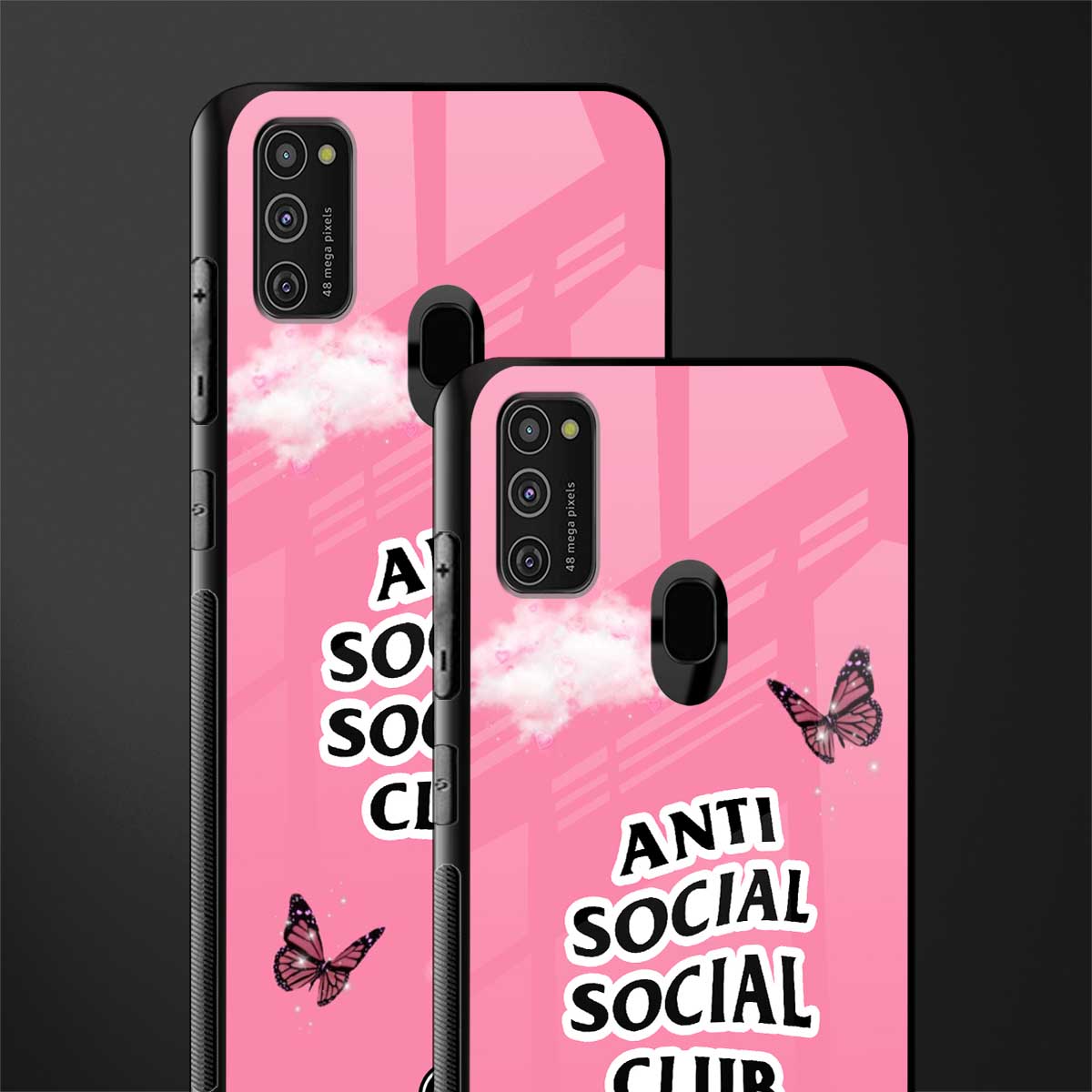 anti social social club pink edition glass case for samsung galaxy m30s image-2