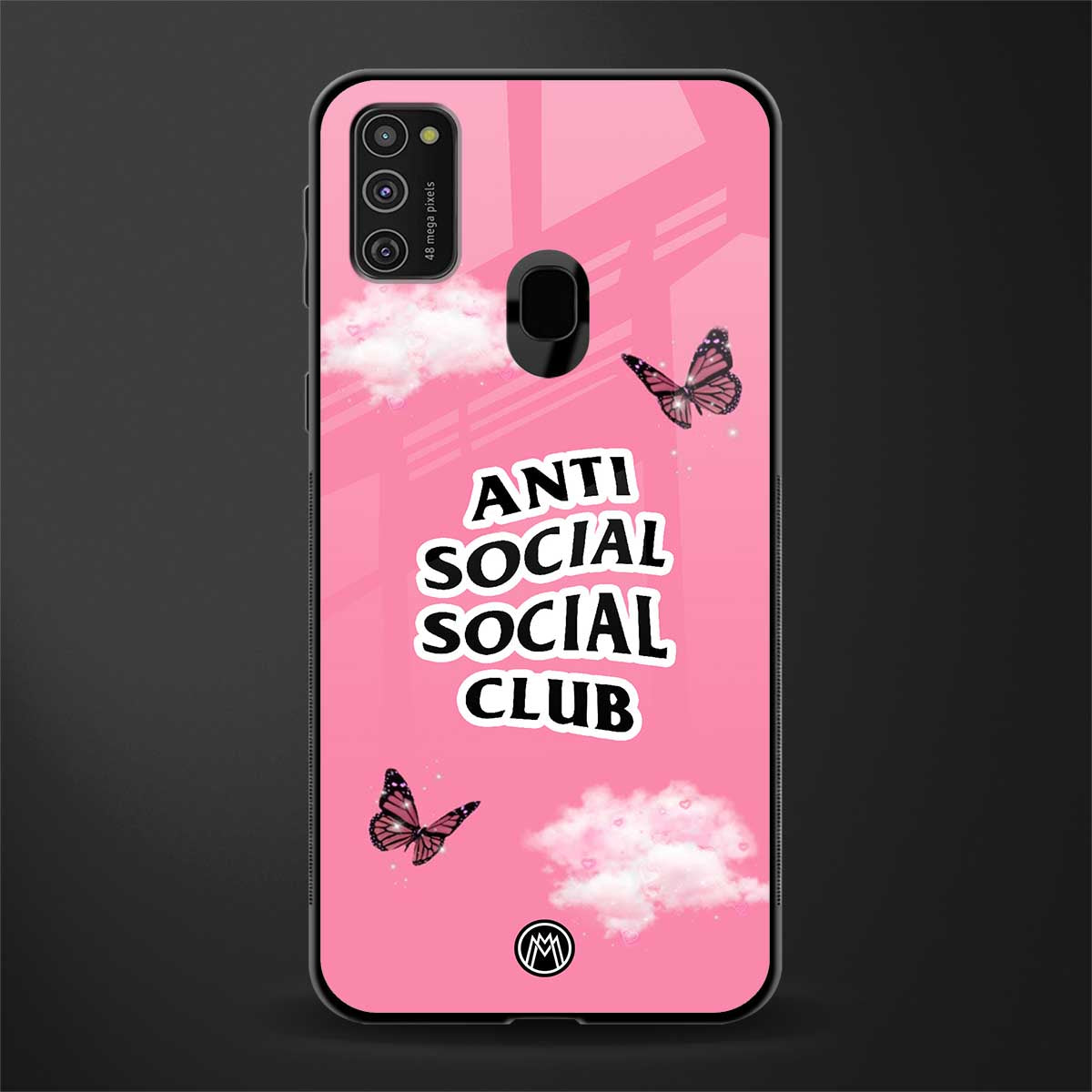 anti social social club pink edition glass case for samsung galaxy m30s image