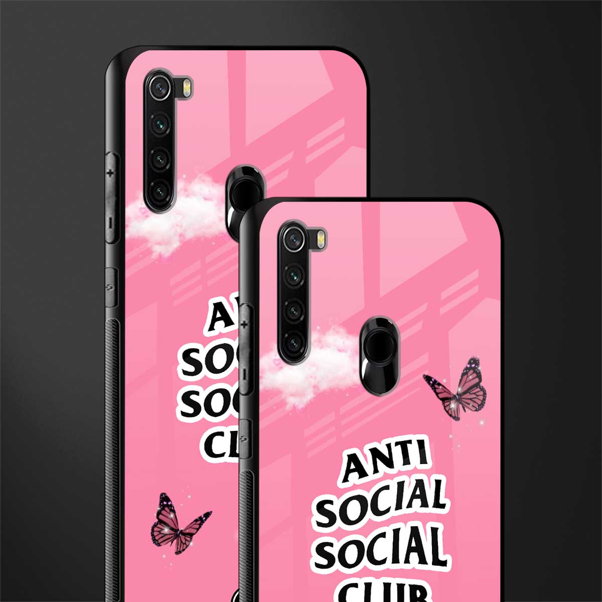 anti social social club pink edition glass case for redmi note 8 image-2