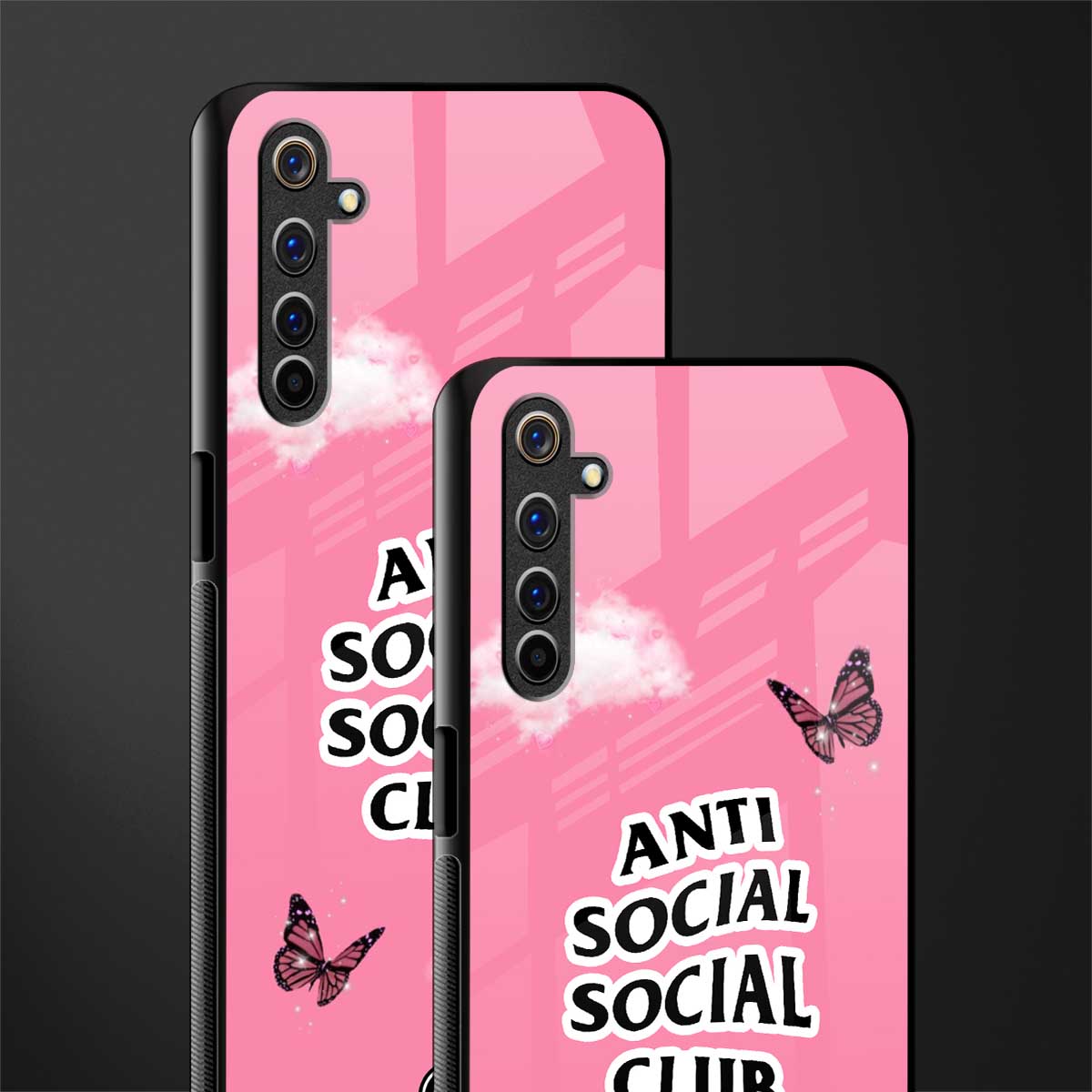 anti social social club pink edition glass case for realme 6i image-2