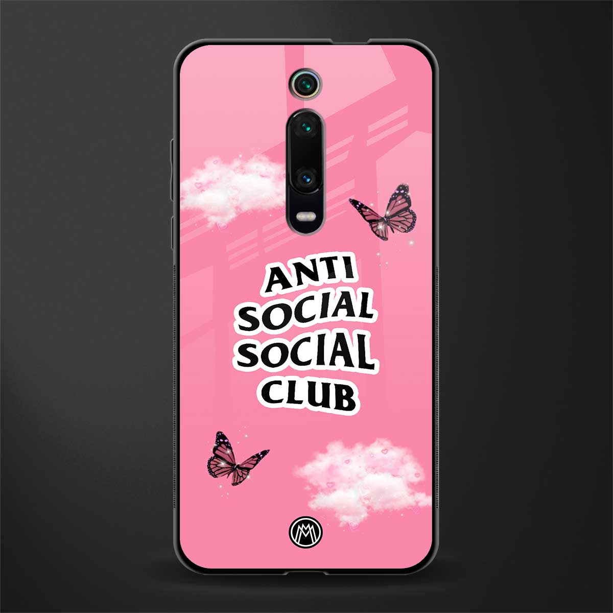 anti social social club pink edition glass case for redmi k20 image