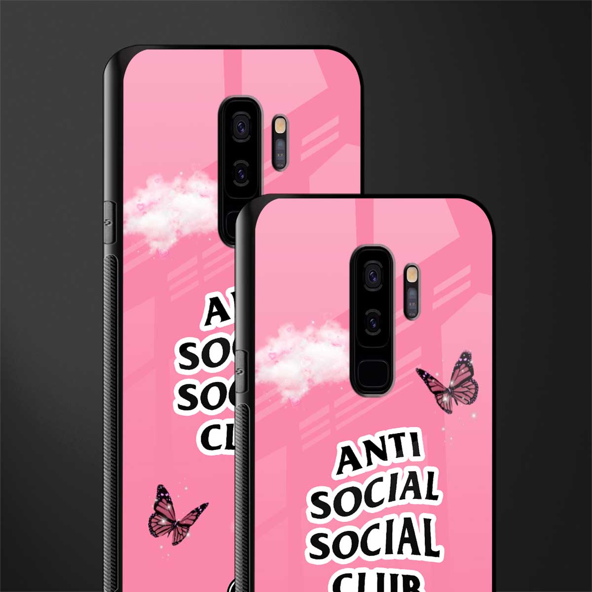 anti social social club pink edition glass case for samsung galaxy s9 plus image-2