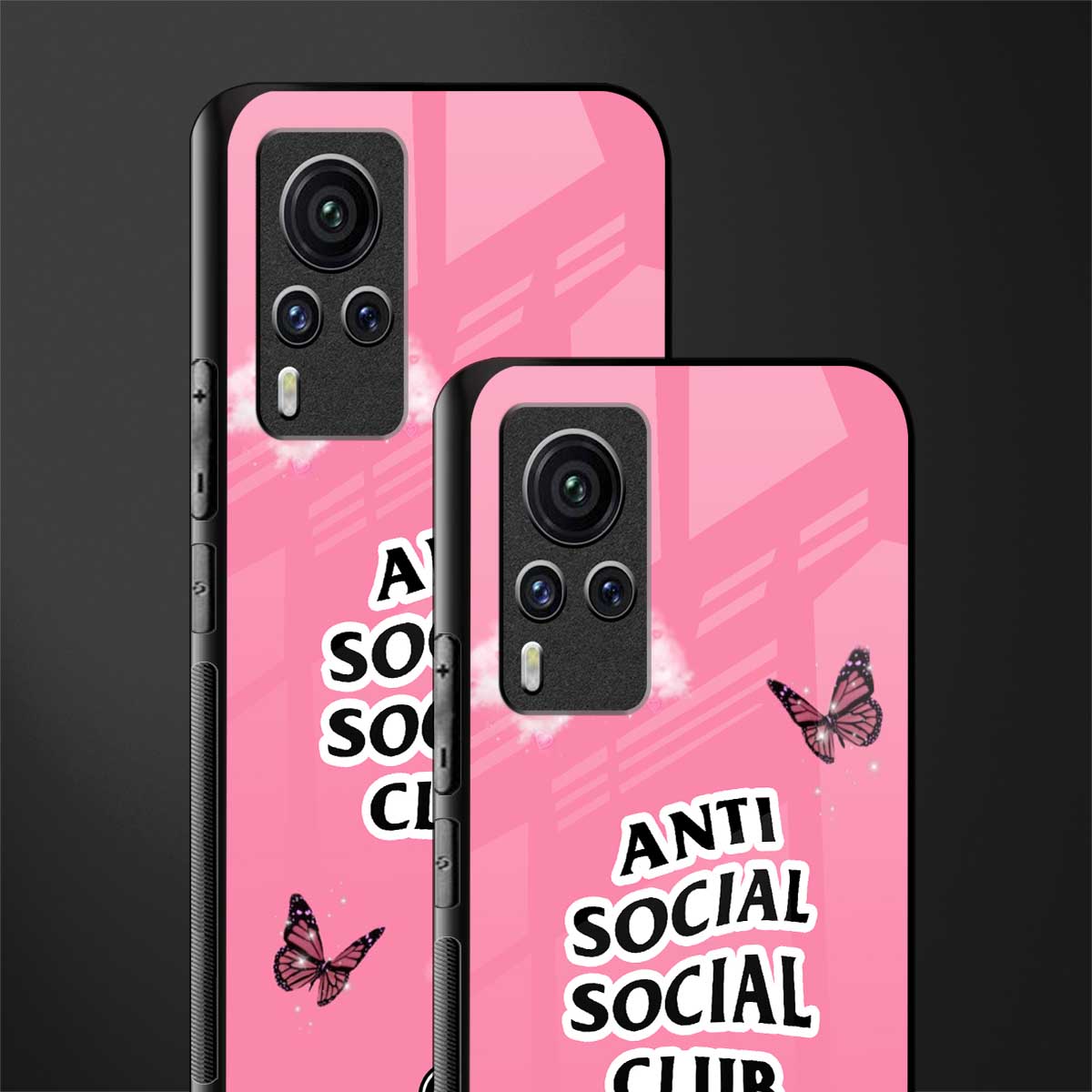 anti social social club pink edition glass case for vivo x60 pro image-2