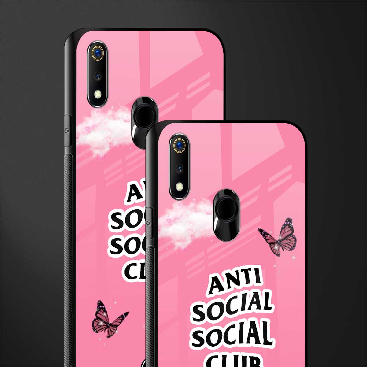 anti social social club pink edition glass case for realme 3i image-2