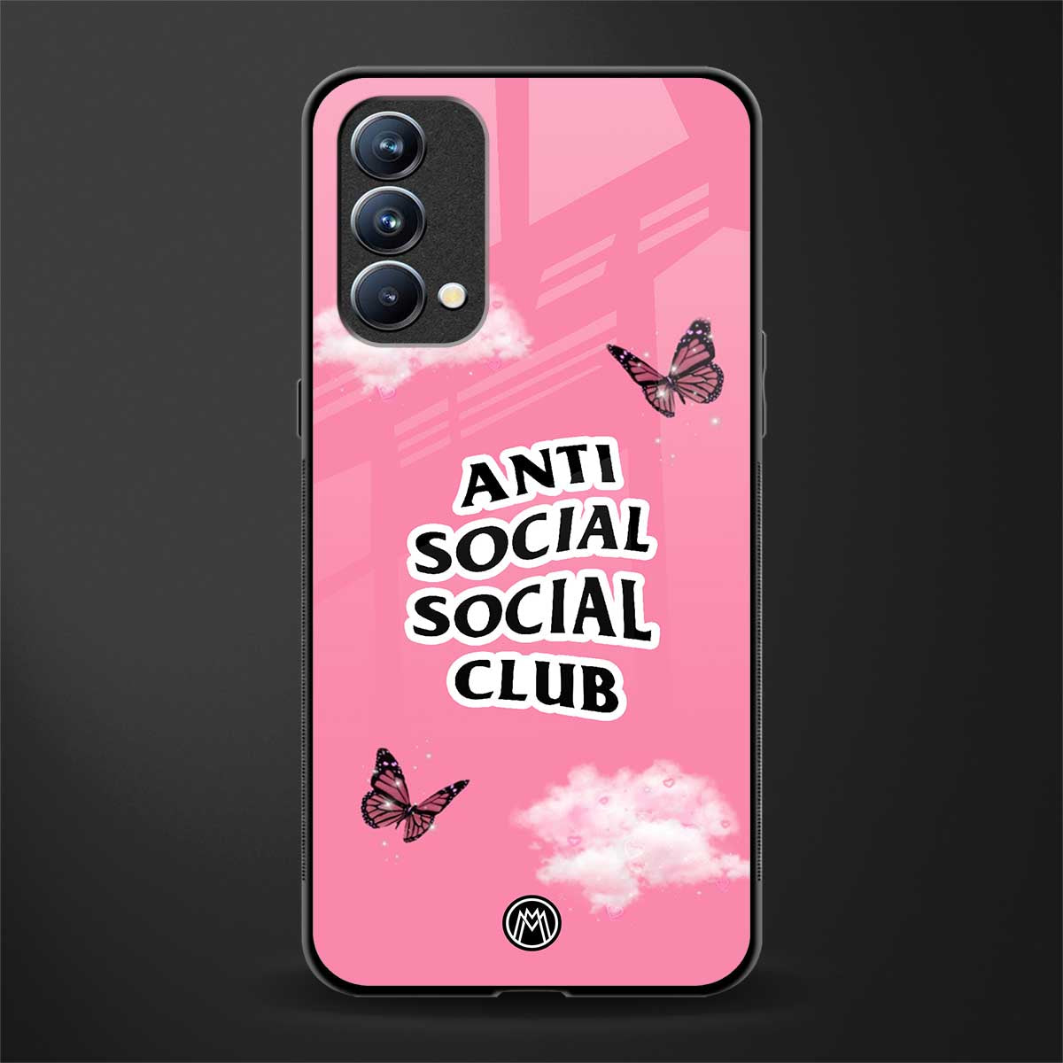 anti social social club pink edition glass case for oppo f19s image