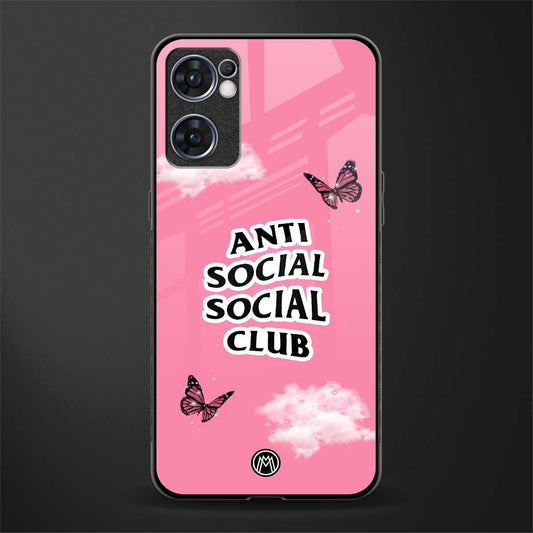 anti social social club pink edition glass case for oppo reno7 5g image