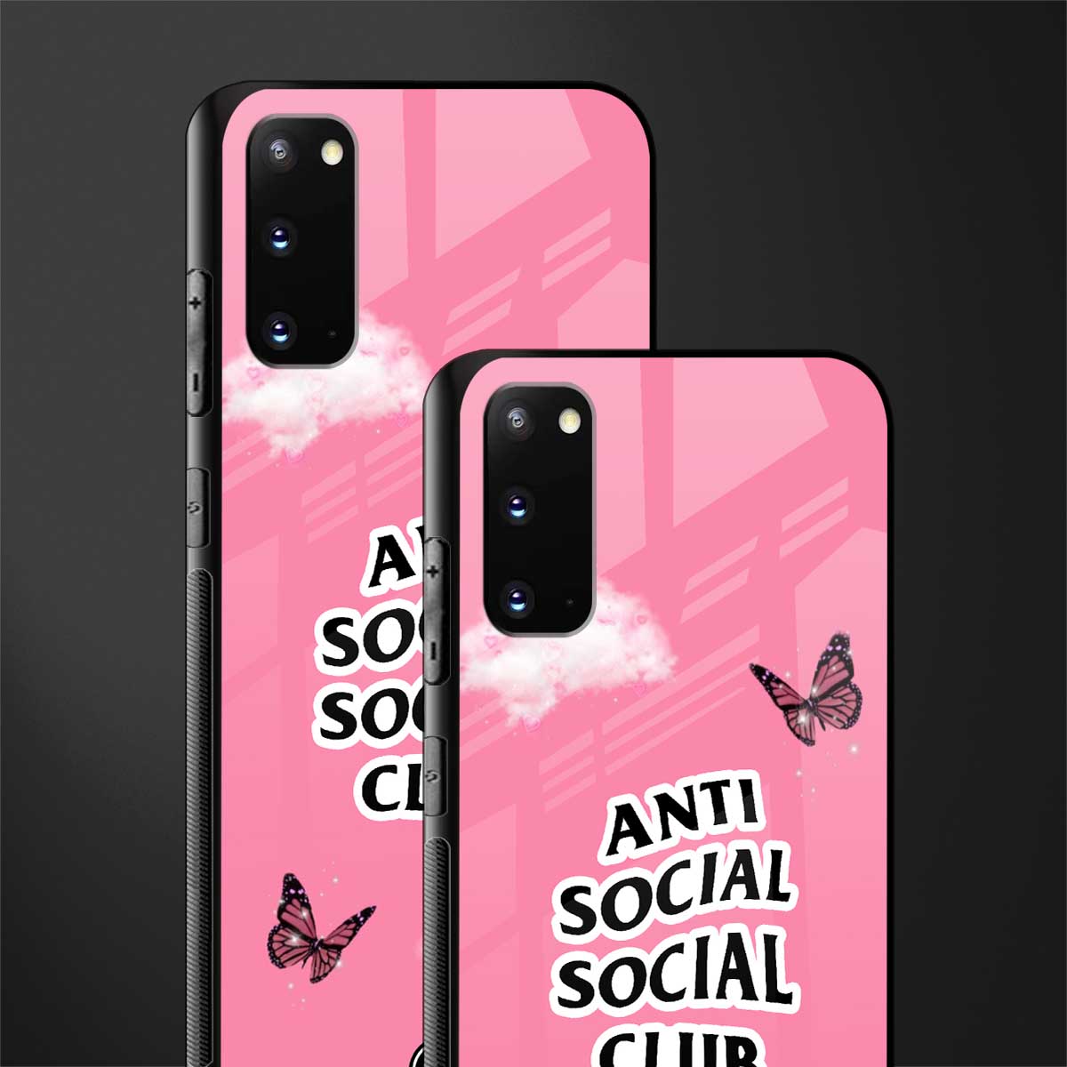 anti social social club pink edition glass case for samsung galaxy s20 image-2