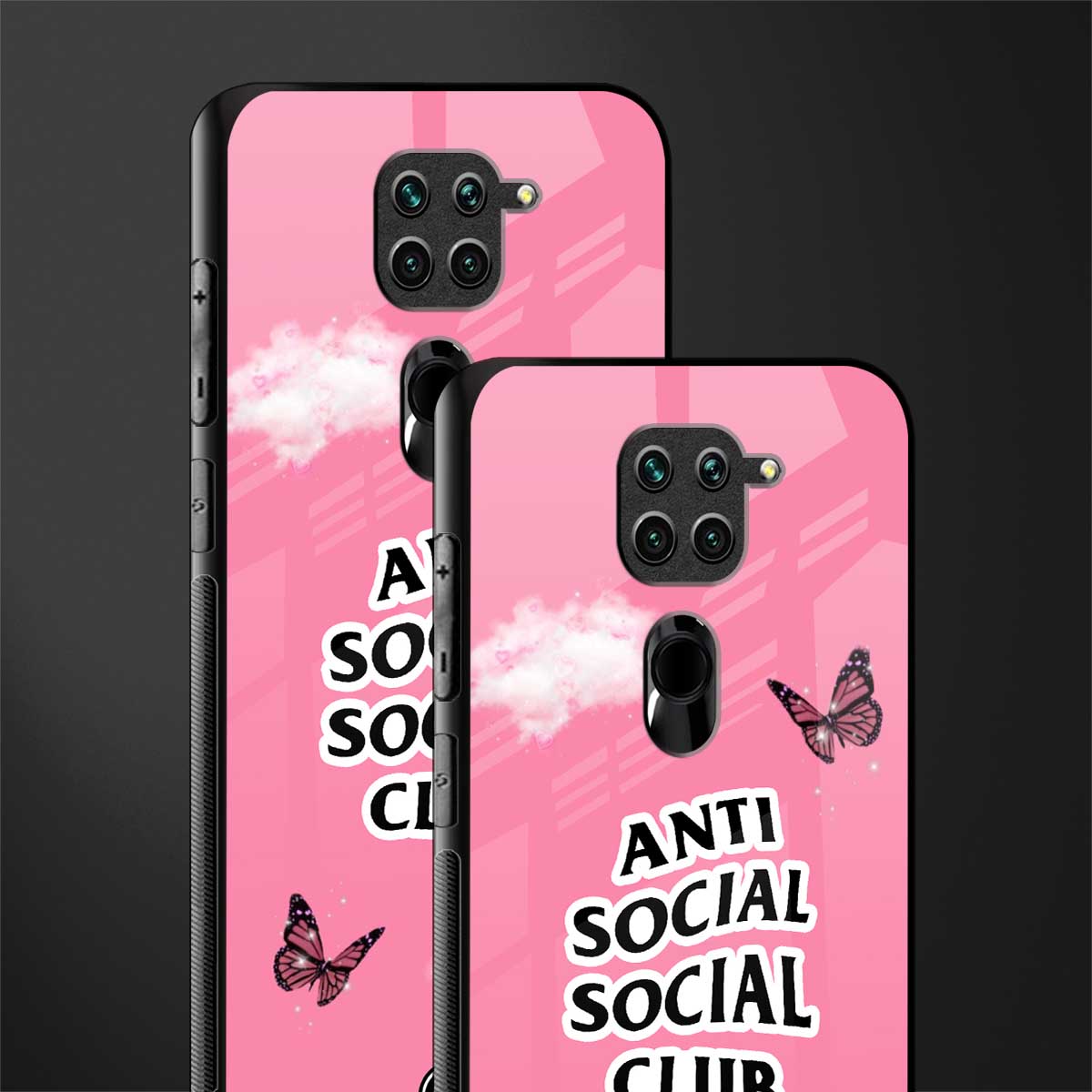 anti social social club pink edition glass case for redmi note 9 image-2