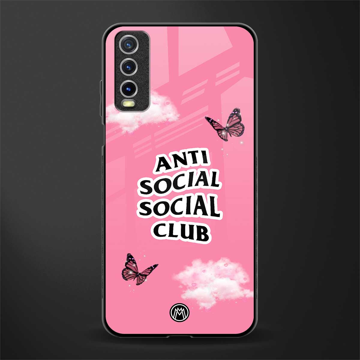 anti social social club pink edition glass case for vivo y20svivo y20avivo y20g image