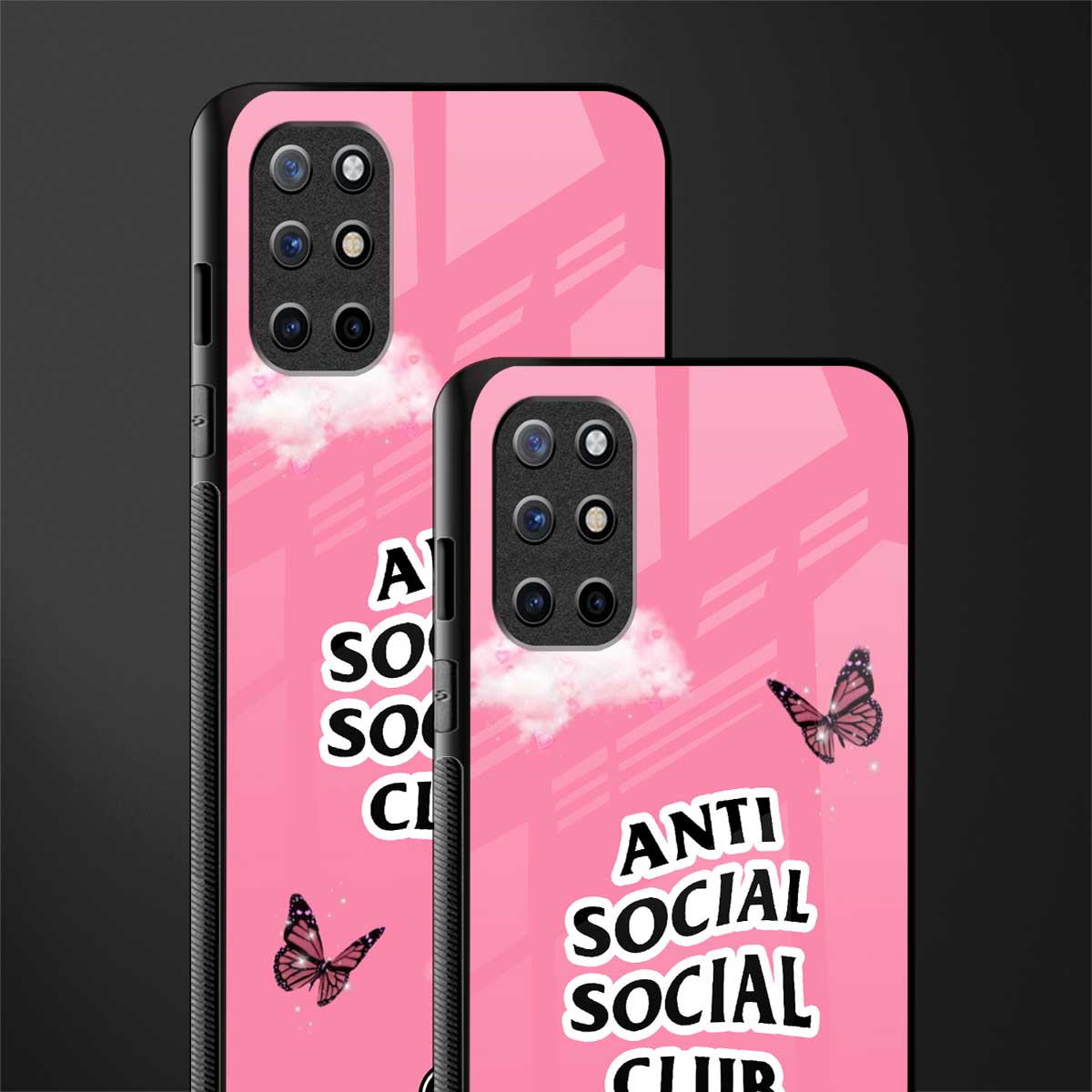 anti social social club pink edition glass case for oneplus 8t image-2