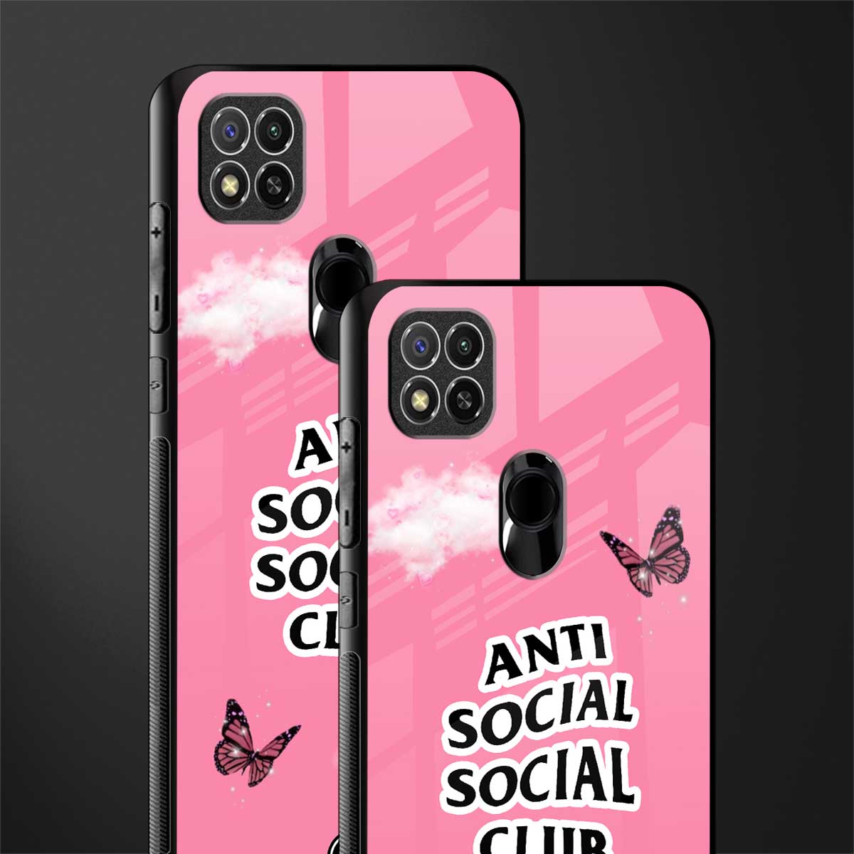 anti social social club pink edition glass case for redmi 9 image-2