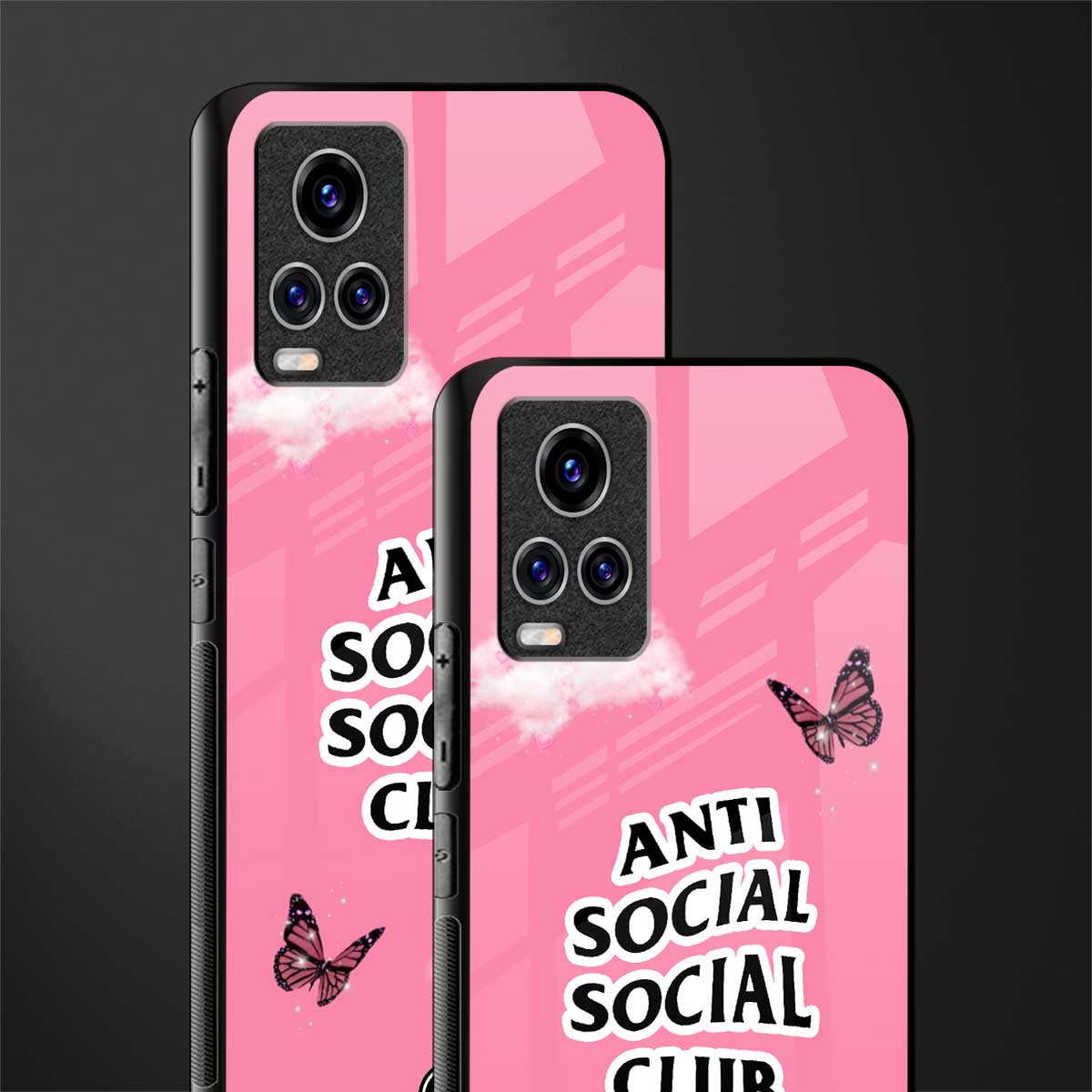 anti social social club pink edition glass case for vivo v20 pro image-2