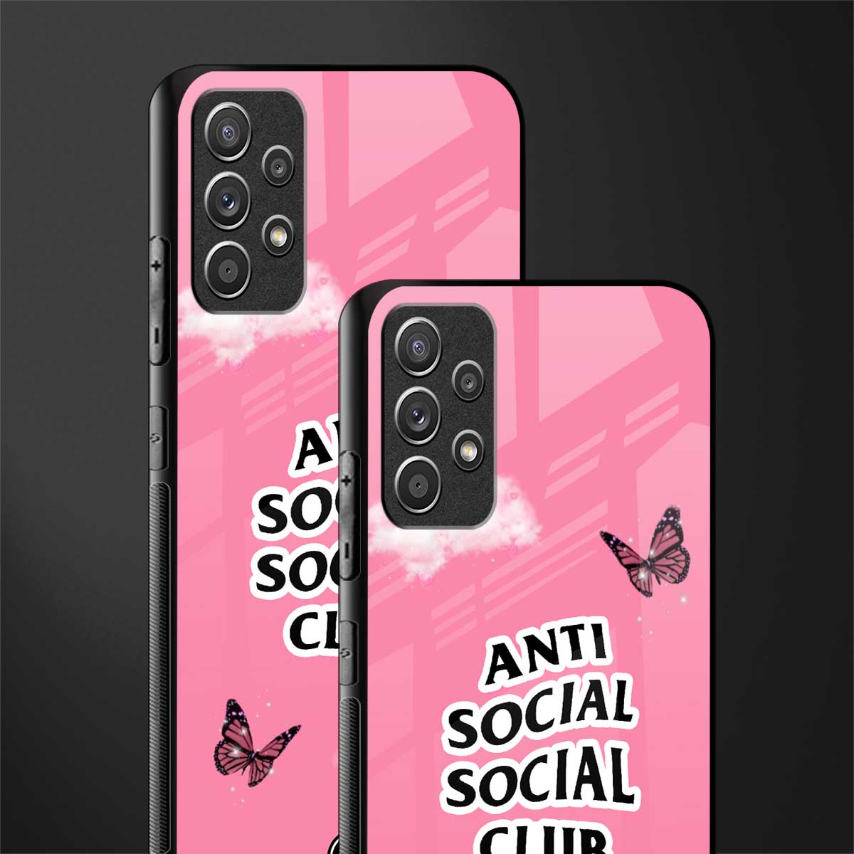anti social social club pink edition glass case for samsung galaxy a72 image-2