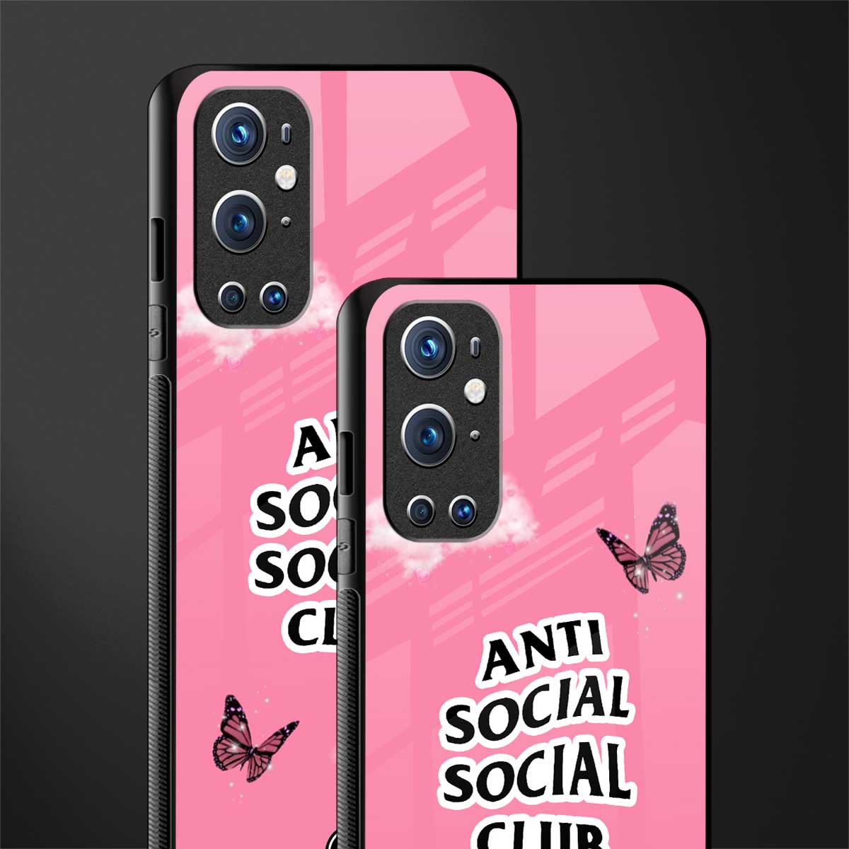 anti social social club pink edition glass case for oneplus 9 pro image-2