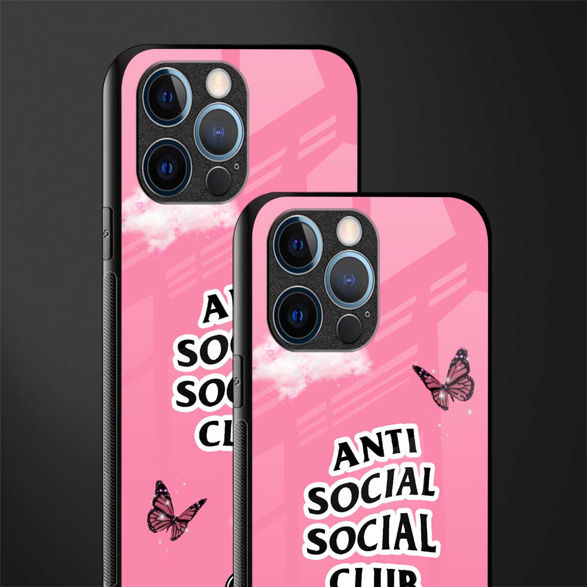 anti social social club pink edition glass case for iphone 12 pro image-2