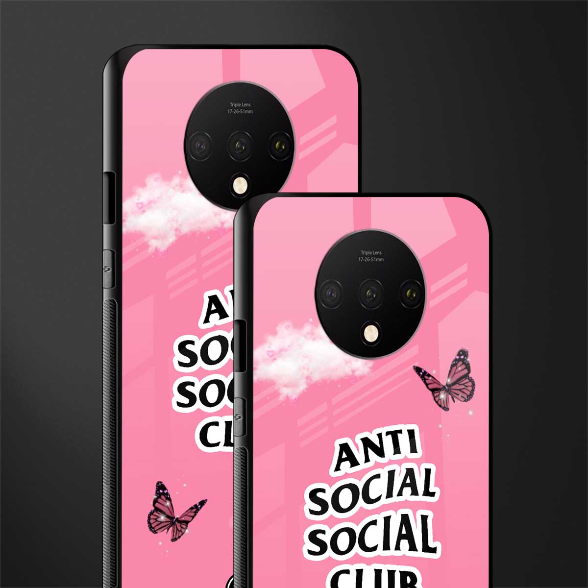 anti social social club pink edition glass case for oneplus 7t image-2