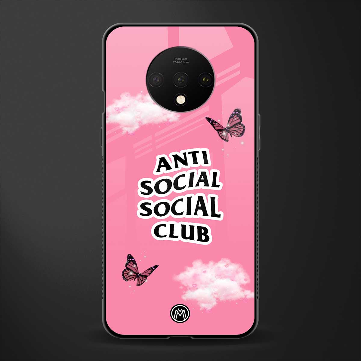 anti social social club pink edition glass case for oneplus 7t image