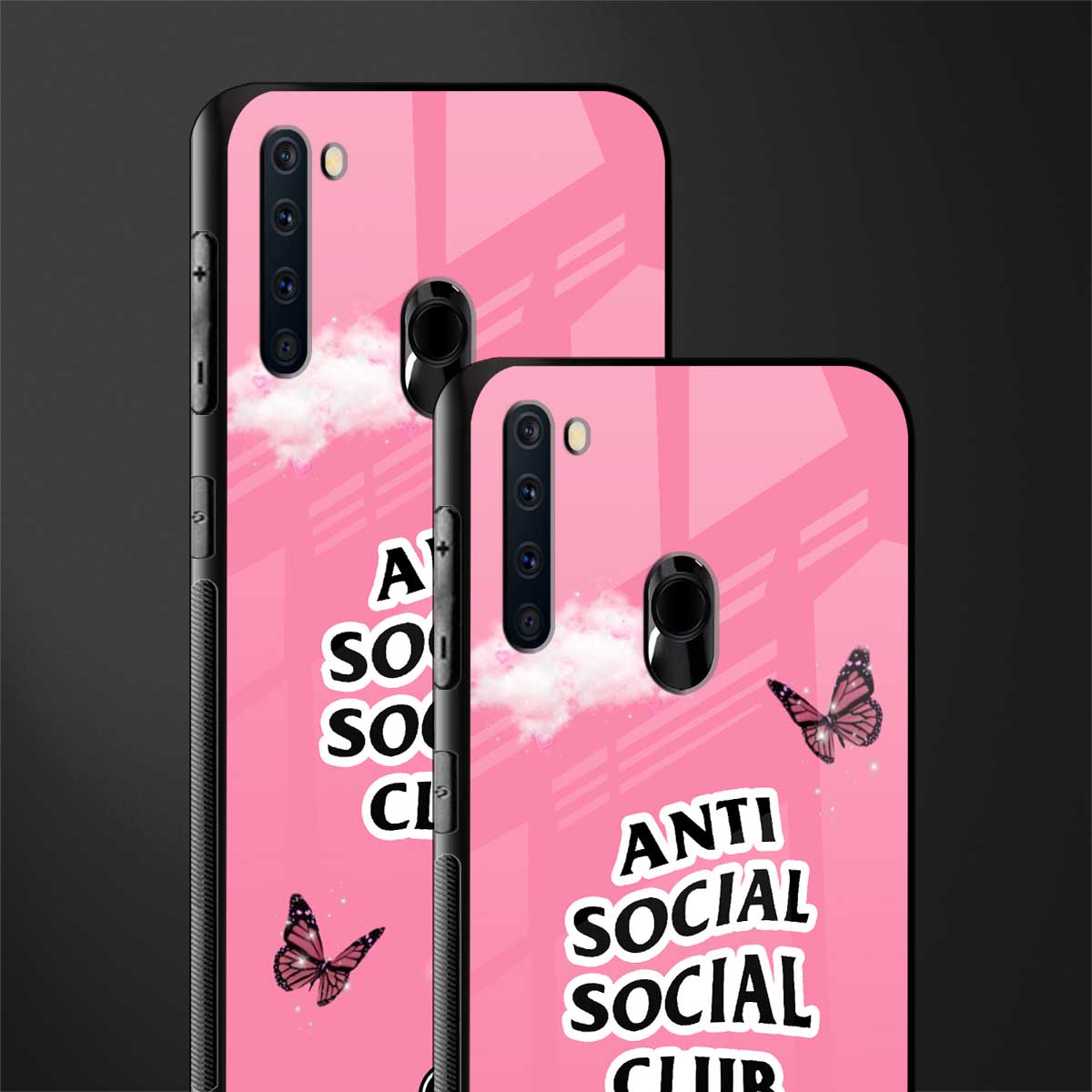 anti social social club pink edition glass case for samsung a21 image-2