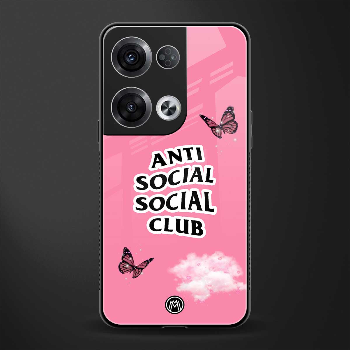 anti social social club pink edition back phone cover | glass case for oppo reno 8 pro