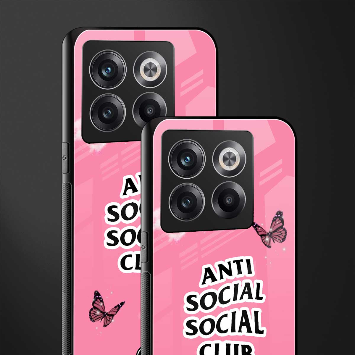 anti social social club pink edition back phone cover | glass case for oneplus 10t