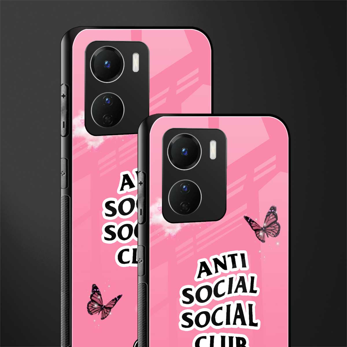anti social social club pink edition back phone cover | glass case for vivo y16