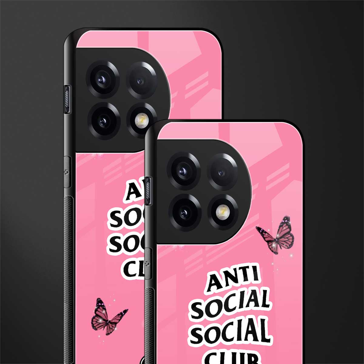 anti social social club pink edition back phone cover | glass case for oneplus 11r