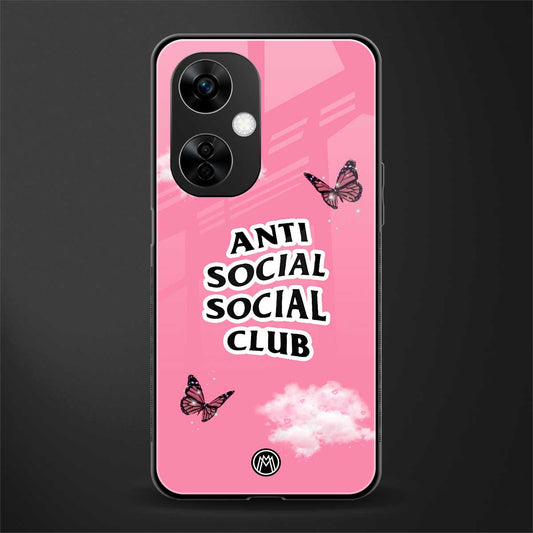 anti social social club pink edition back phone cover | glass case for oneplus nord ce 3 lite