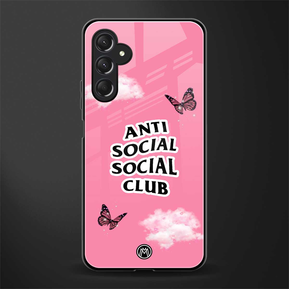 anti social social club pink edition back phone cover | glass case for samsun galaxy a24 4g