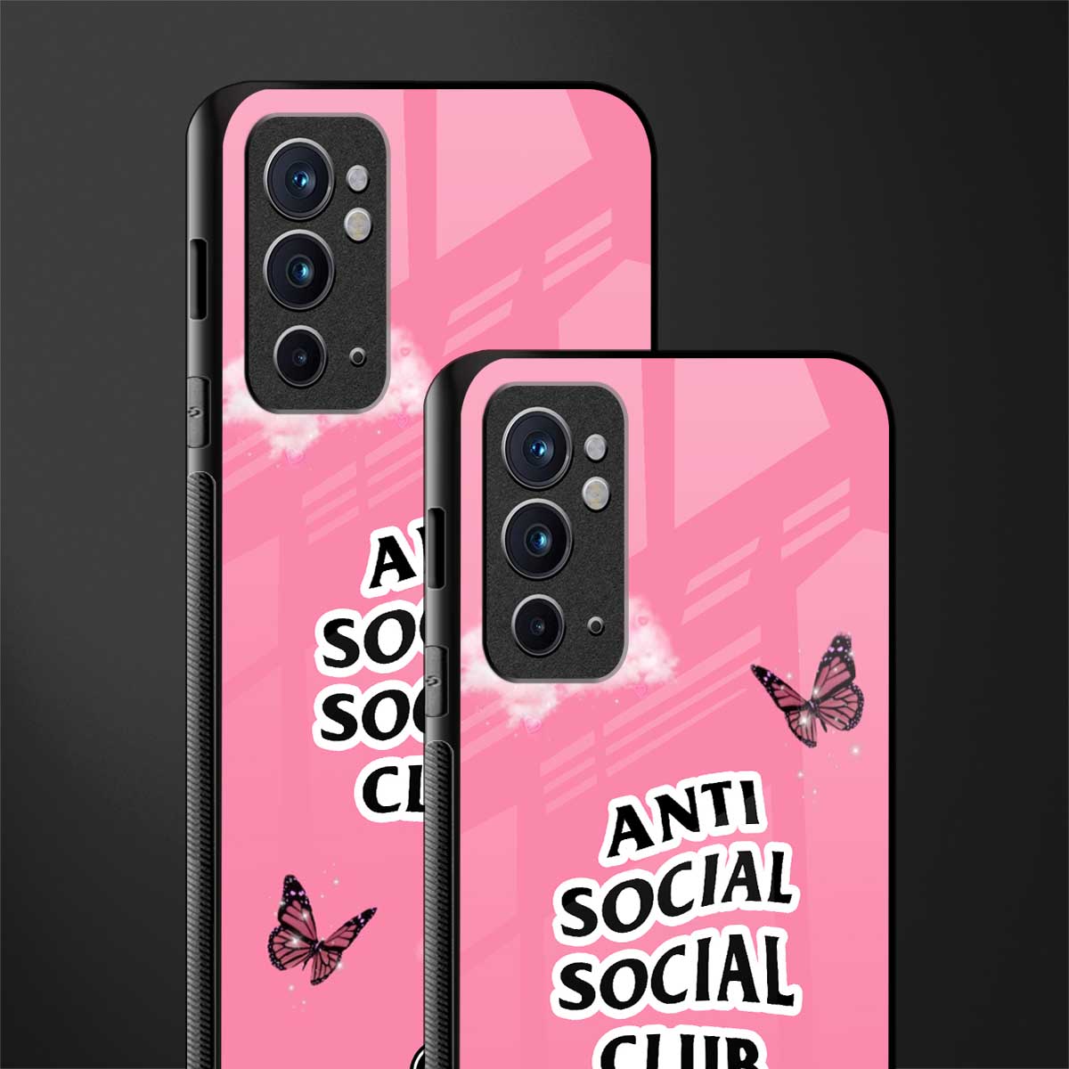 anti social social club pink edition glass case for oneplus 9rt image-2