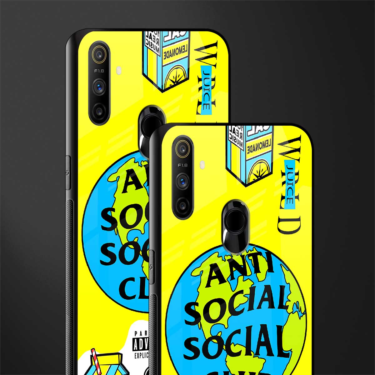 anti social social club x juice wrld glass case for realme narzo 20a image-2