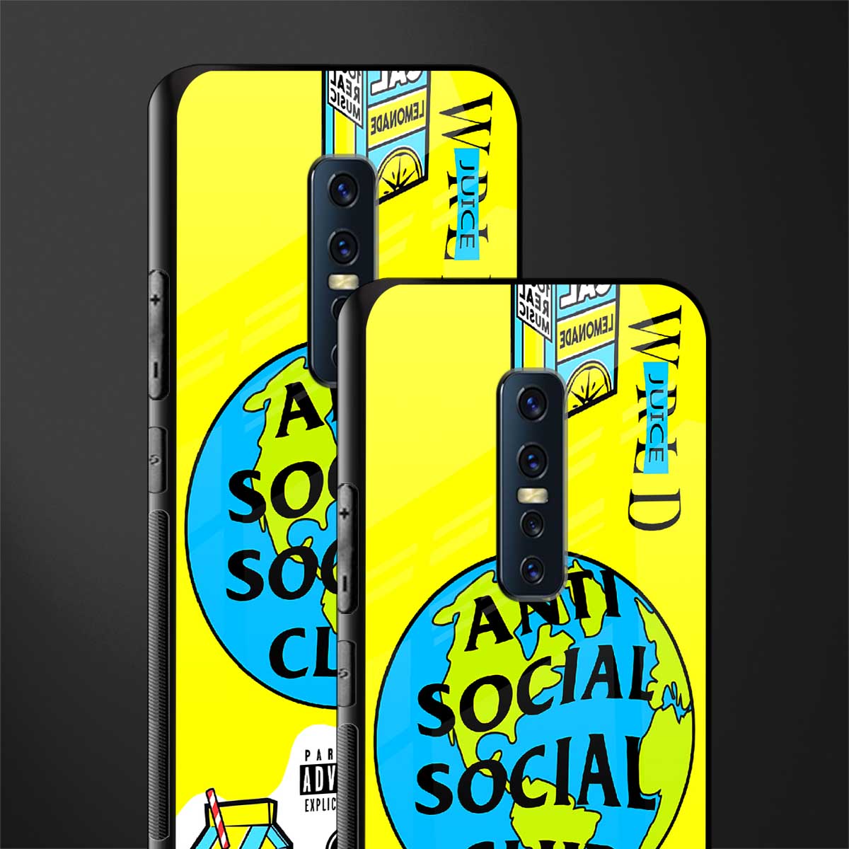 anti social social club x juice wrld glass case for vivo v17 pro image-2