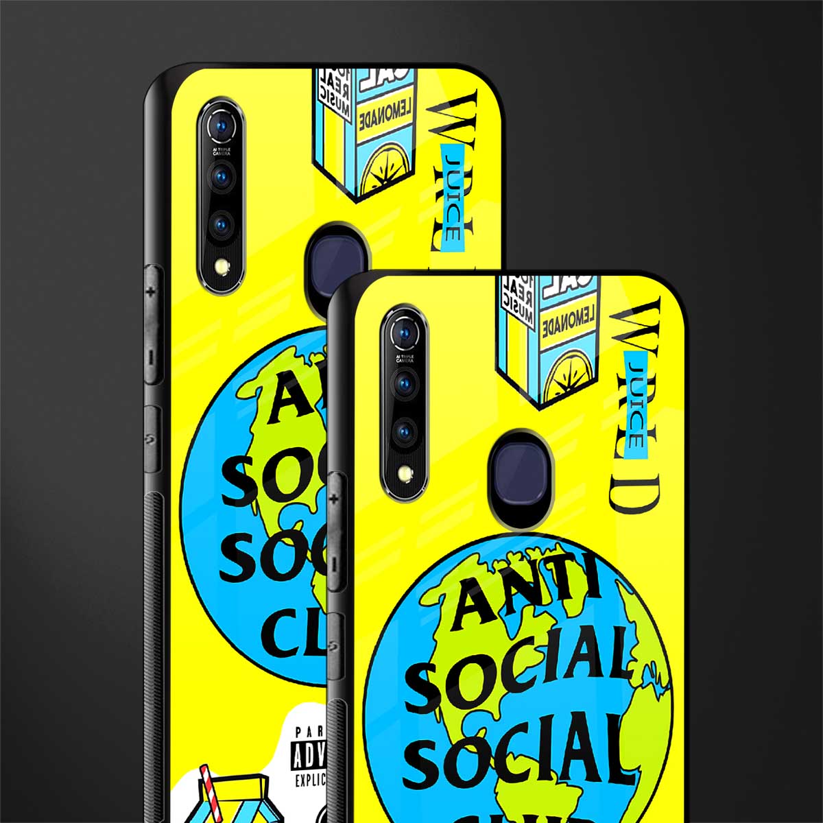 anti social social club x juice wrld glass case for vivo z1 pro image-2