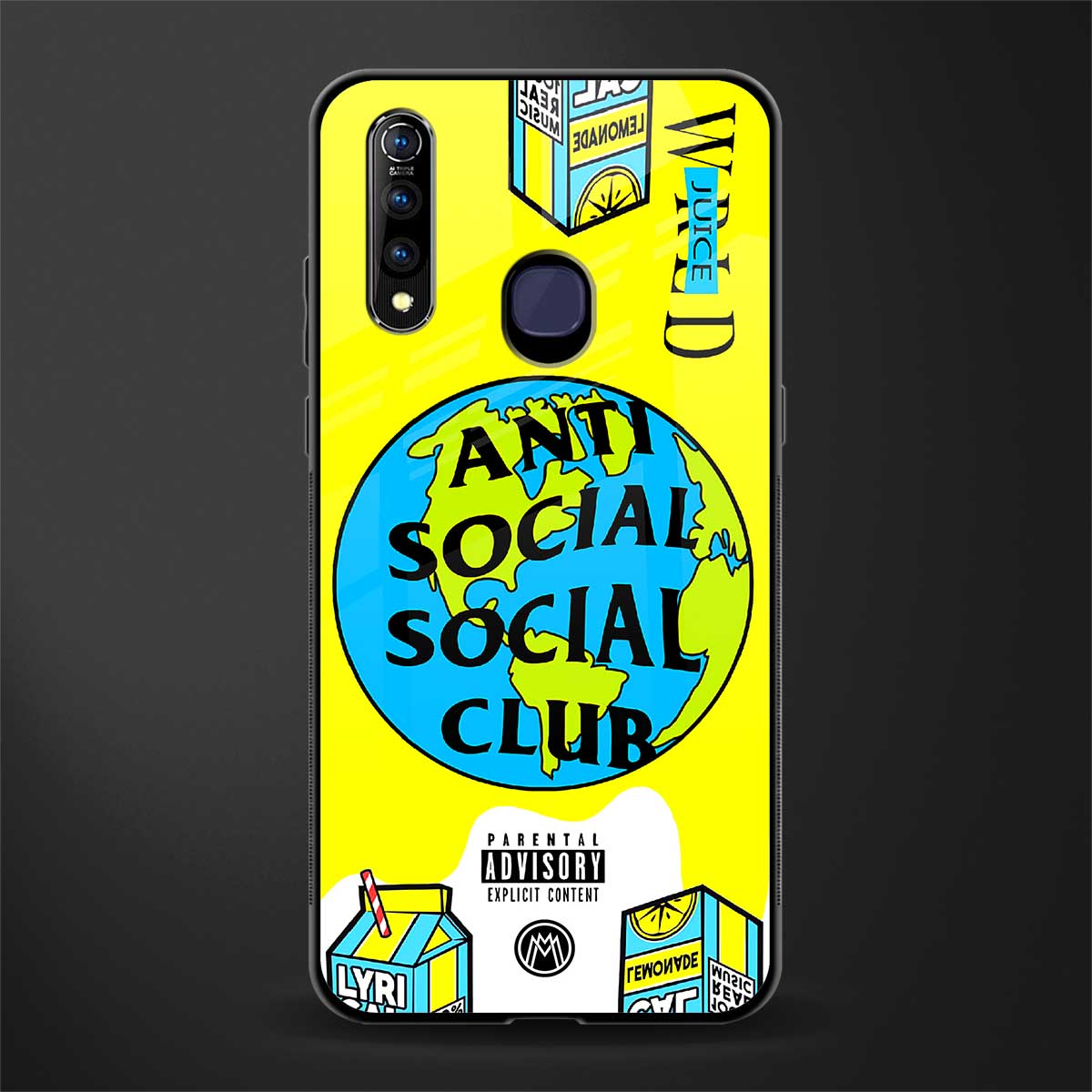 anti social social club x juice wrld glass case for vivo z1 pro image