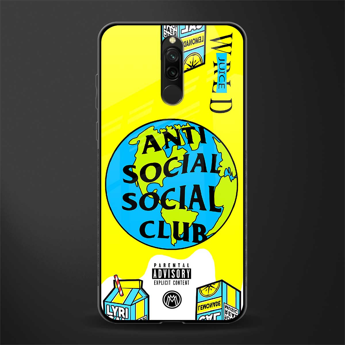 anti social social club x juice wrld glass case for redmi 8 image